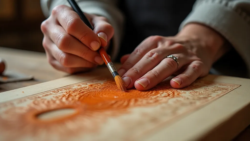 Artisan applying pigment with a brush