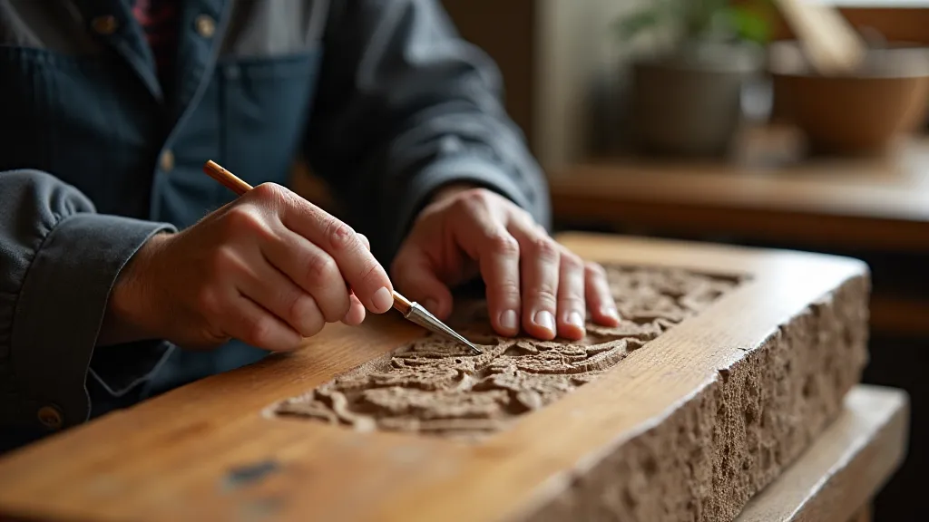 Japanese woodblock carver's hands