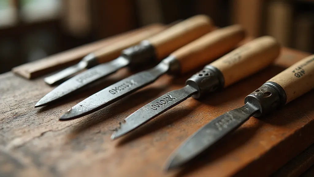 Antique woodblock carving tools