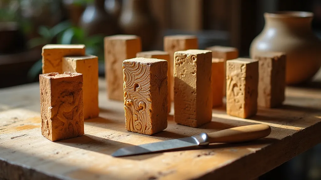 A collection of Mokuhanga woodblocks on a workbench