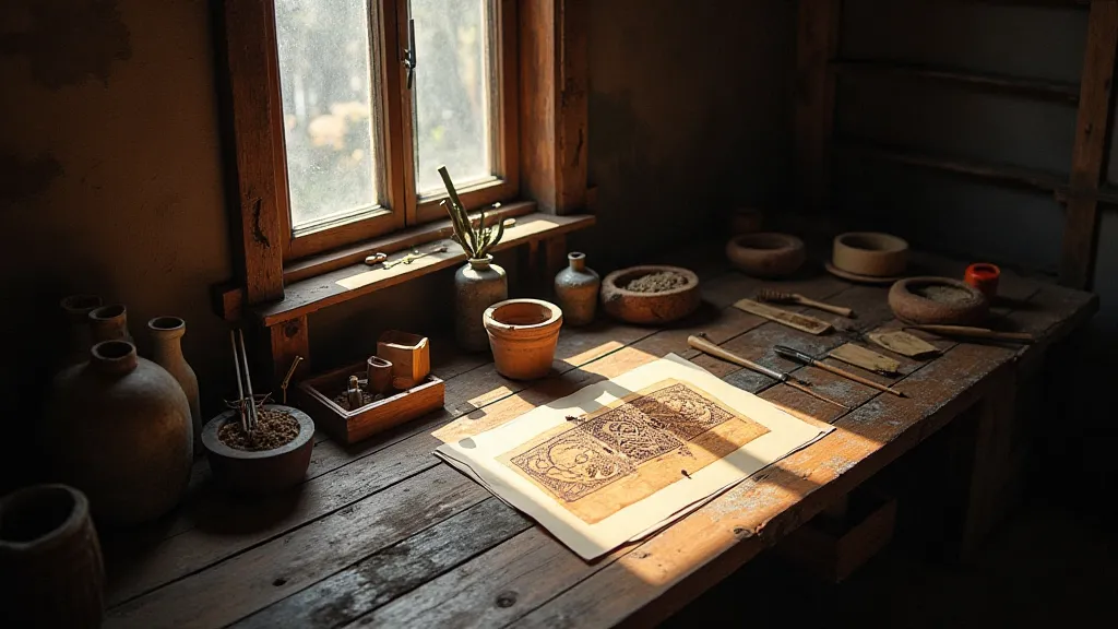 Mokuhanga workshop scene