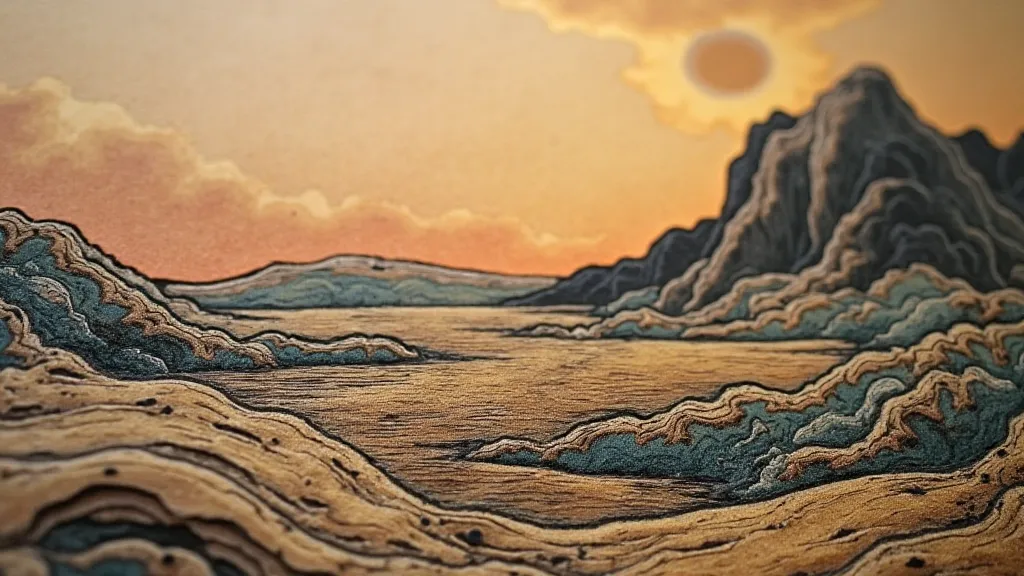 Detailed carving on a woodblock print